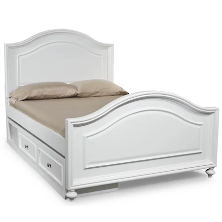 Full Size Arched Panel Bed with Underbed Storage Unit